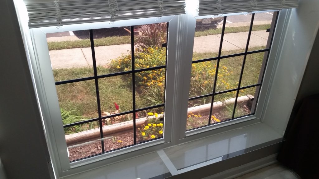 Home Depot tinted window film applied to windows